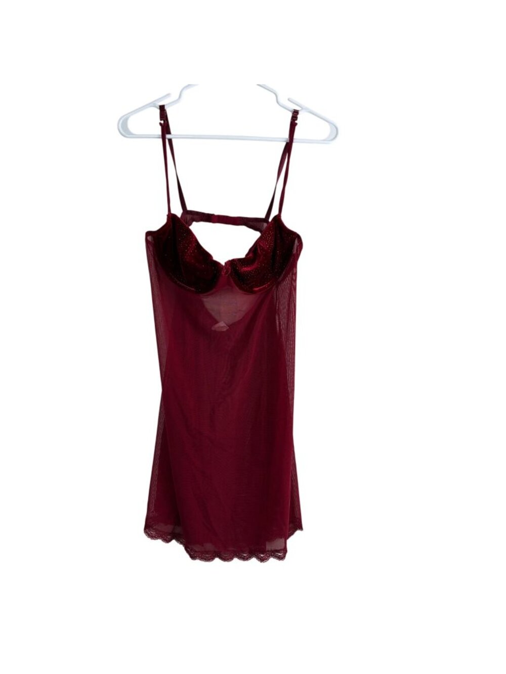 VTG 80’s Gilligan & O’Malley Red Velvet Mesh Babydoll Lingerie Slip Dress Sz 1X